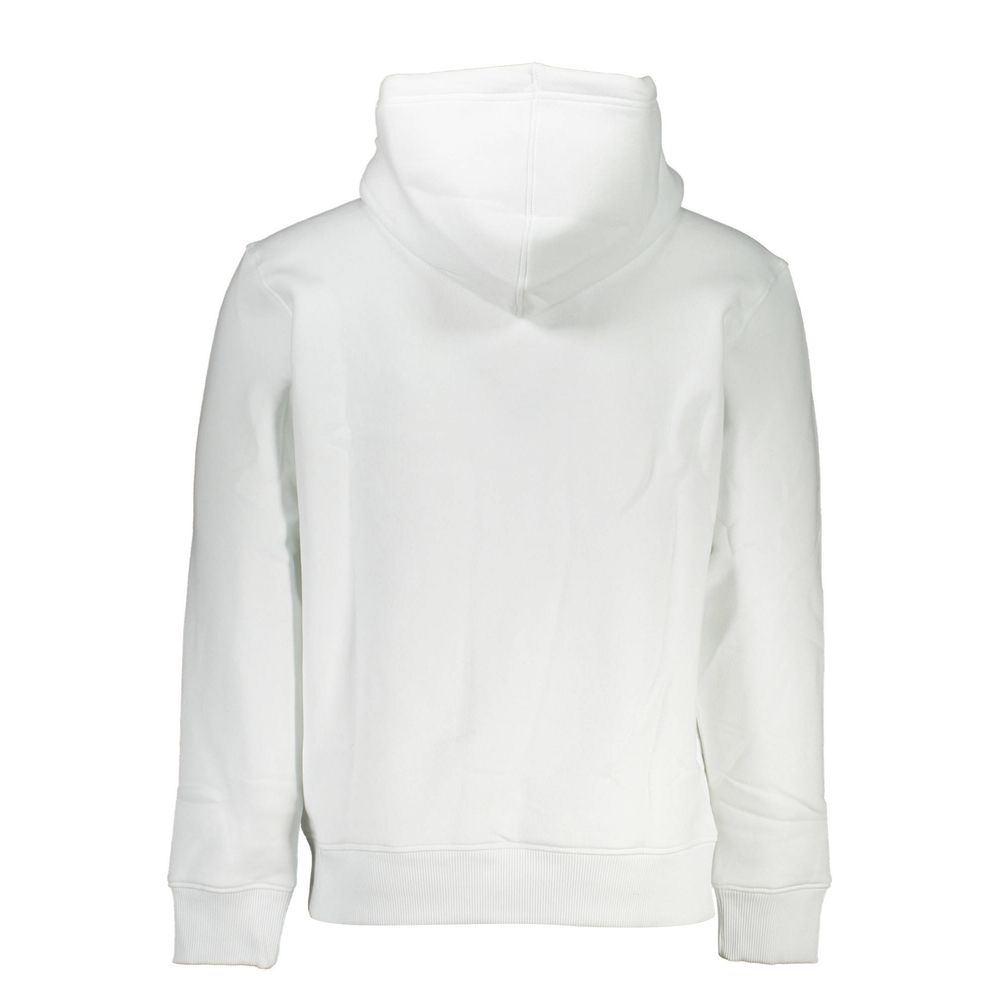 White cotton men's sweatshirt by Calvin Klein with a classic crew neck and minimalist logo design.
