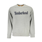 Timberland grey cotton men's sweatshirt with crew neck and long sleeves, casual and comfortable for everyday wear.