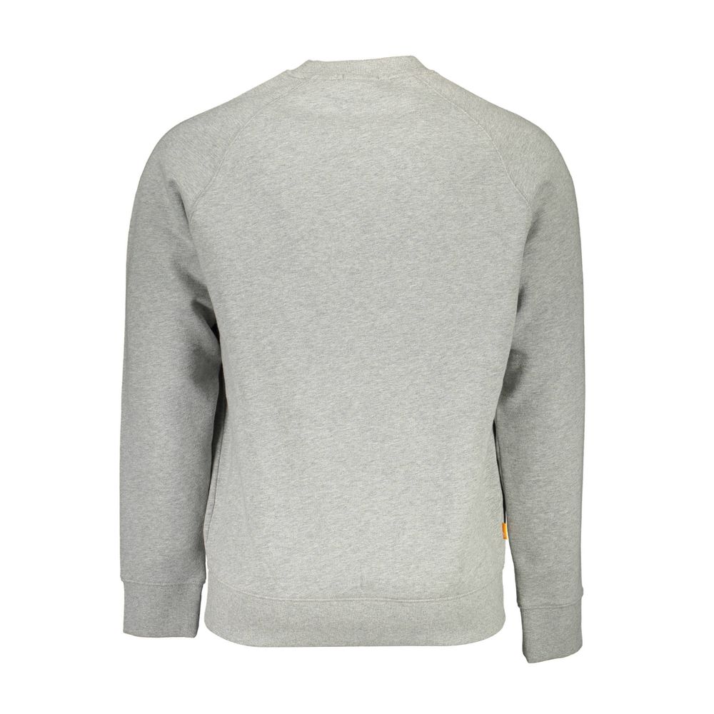 Timberland grey cotton men's sweatshirt with crew neck and long sleeves, casual apparel for everyday wear.