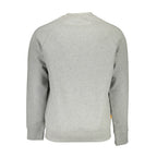 Timberland grey cotton men's sweatshirt with crew neck and long sleeves, casual apparel for everyday wear.