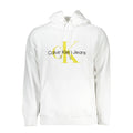 Calvin Klein white cotton men's sweatshirt with crewneck and long sleeves, comfortable casual wear.