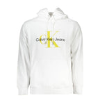 Calvin Klein white cotton men's sweatshirt with crewneck and long sleeves, comfortable casual wear.