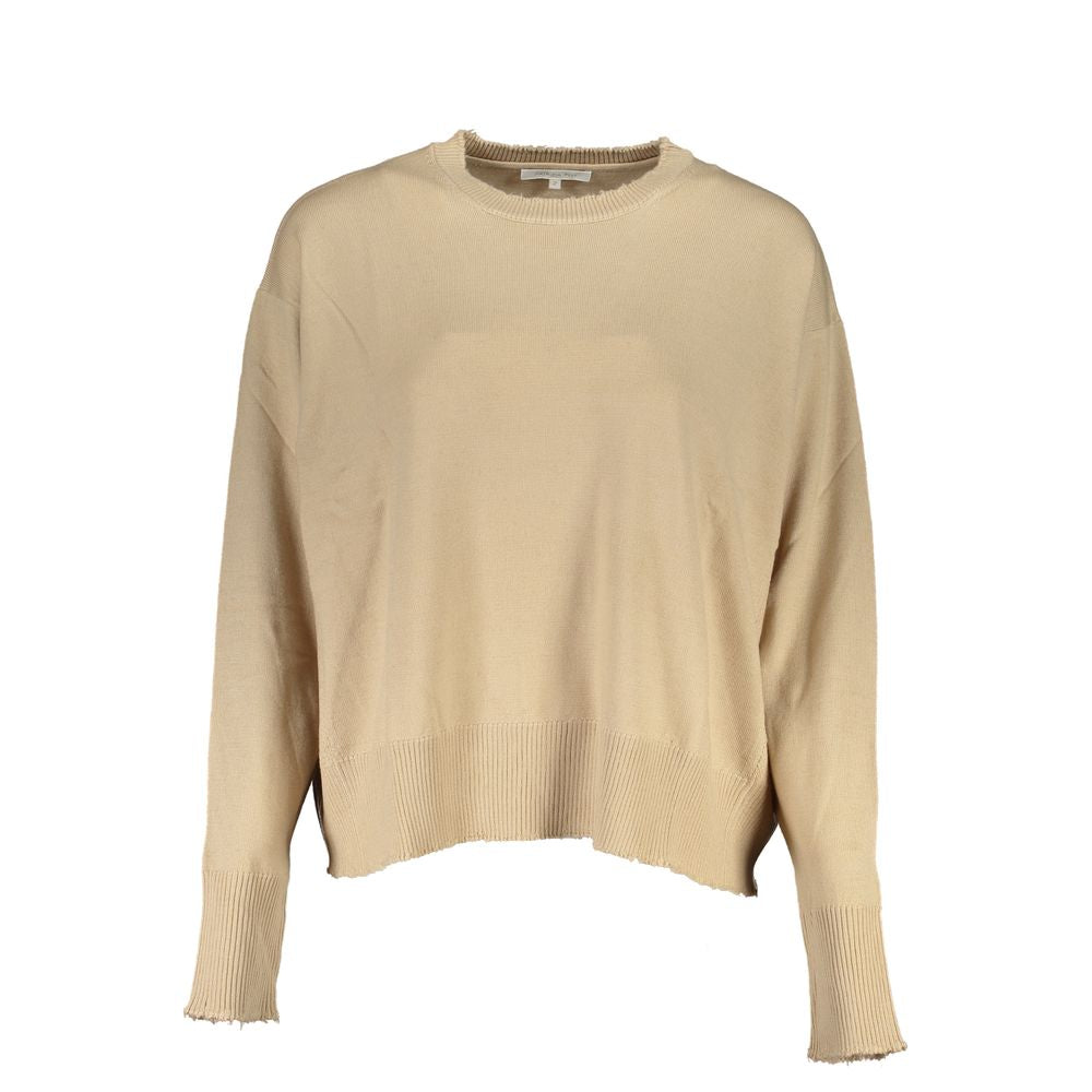 Beige Tessuto women's sweater by Patrizia Pepe, featuring a soft knit fabric and classic fit, shown on a model.