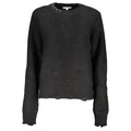 Black acrylic women's sweater by Patrizia Pepe, featuring a cozy knit design and classic fit, displayed on a neutral background.