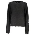 Black acrylic women's sweater by Patrizia Pepe, featuring a cozy knit design and classic fit, displayed on a neutral background.