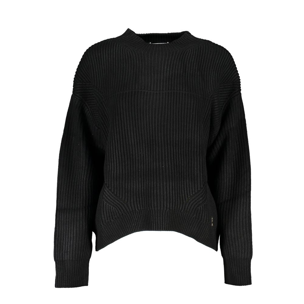 Black acrylic turtleneck sweater for women by Patrizia Pepe, featuring a cozy and stylish design.