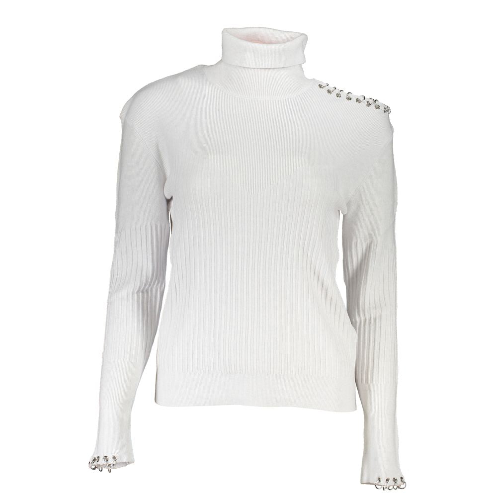 Patrizia Pepe gray women's turtleneck sweater made of polyamide, featuring a cozy fit and classic design.