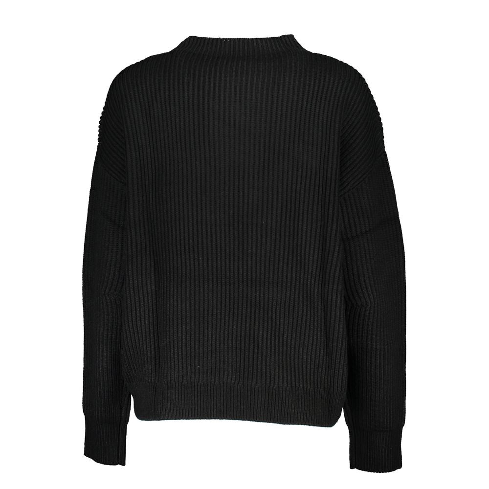 Black acrylic women's turtleneck sweater by Patrizia Pepe, featuring a cozy fit and classic design.