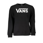 Black Vans men's cotton sweatshirt with long sleeves and crew neckline, displayed on a neutral background.