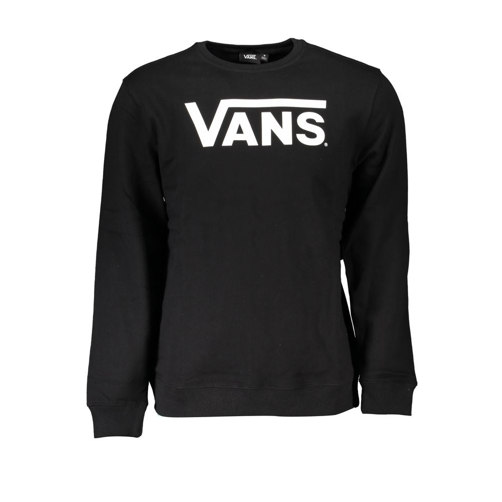 Black Vans men's cotton sweatshirt with long sleeves and crew neckline, displayed on a neutral background.