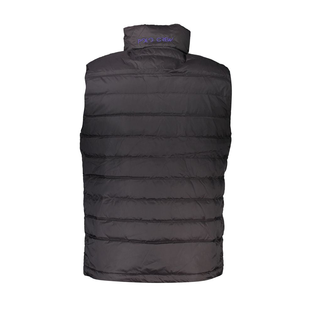 Black La Martina men's polyamide jacket with front zipper and stand collar, displayed on a plain background.