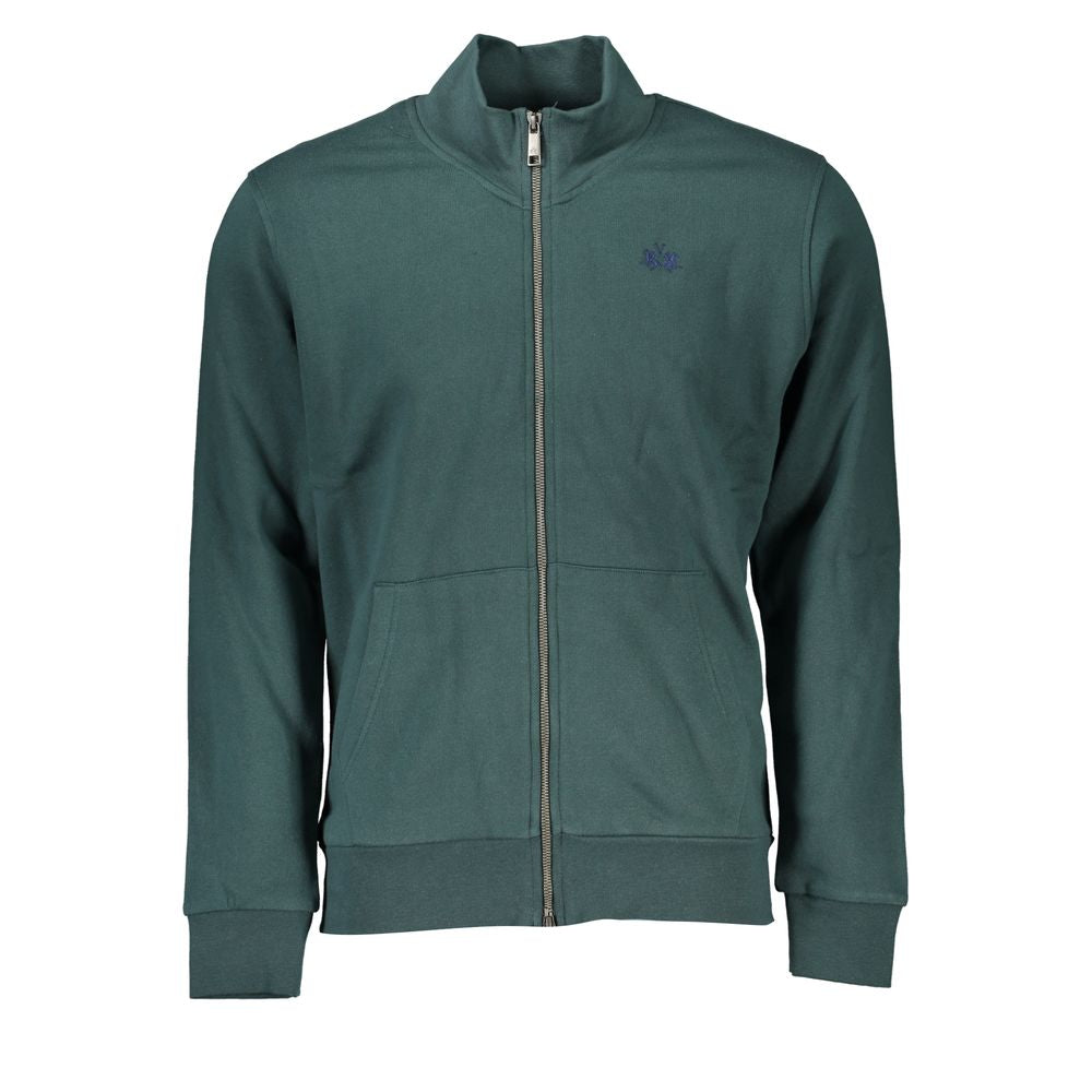 La Martina Verde cotton men's sweatshirt with a round neckline and logo detail, casual wear for everyday style.