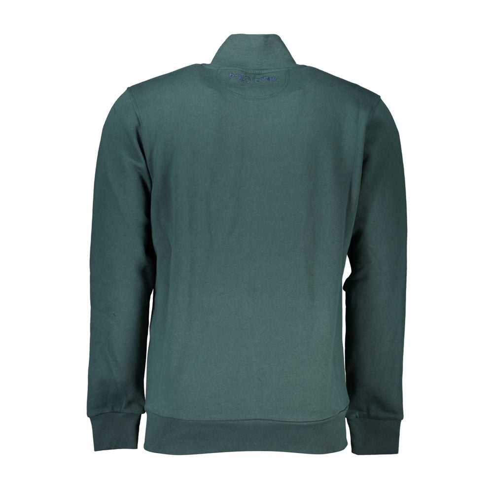 Green cotton men's sweatshirt from La Martina with logo detail, casual fit, soft fabric, and ribbed cuffs and hem.