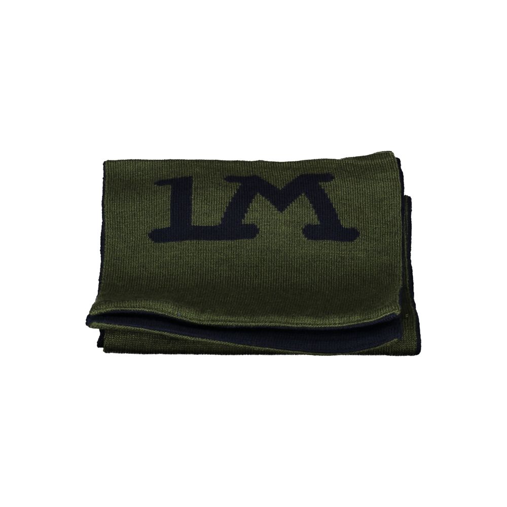 La Martina Verde acrylic men's scarf with green and white stripe pattern, soft and stylish accessory for cold weather.