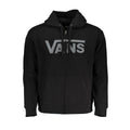 Vans black men's cotton hooded sweatshirt with front pocket and drawstrings, casual and comfortable apparel.