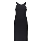 Black Patrizia Pepe women's dress made of polyamide, featuring a sleek, fitted design perfect for elegant or casual occasions.