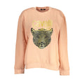 Cavalli Class Rosa polyester women's sweatshirt with a relaxed fit and soft fabric, featuring a casual design and ribbed cuffs.