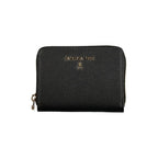 Black Patrizia Pepe leather women’s wallet with multiple card slots and a sleek, minimalist design.