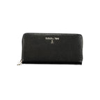 Black leather women's wallet by Patrizia Pepe featuring a sleek design and multiple card slots.