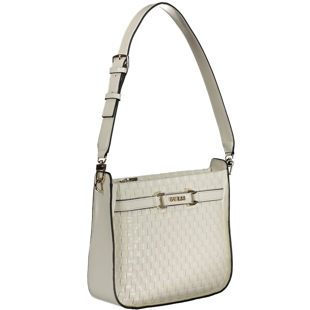 Guess Jeans Bianco women's handbag made of polyurethane with stylish design and top handle, perfect for casual or chic outfits.