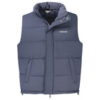Guess Jeans men's sleeveless jacket in blue polyester, showcasing a stylish, casual design with a front zipper and sleeveless cut.
