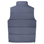 Guess Jeans men's sleeveless jacket made of blue polyester, shown in a front view with a casual fit and zip closure.