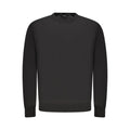 Black Guess Jeans wool men's sweater with a crew neck and ribbed cuffs, made from cozy wool fabric.