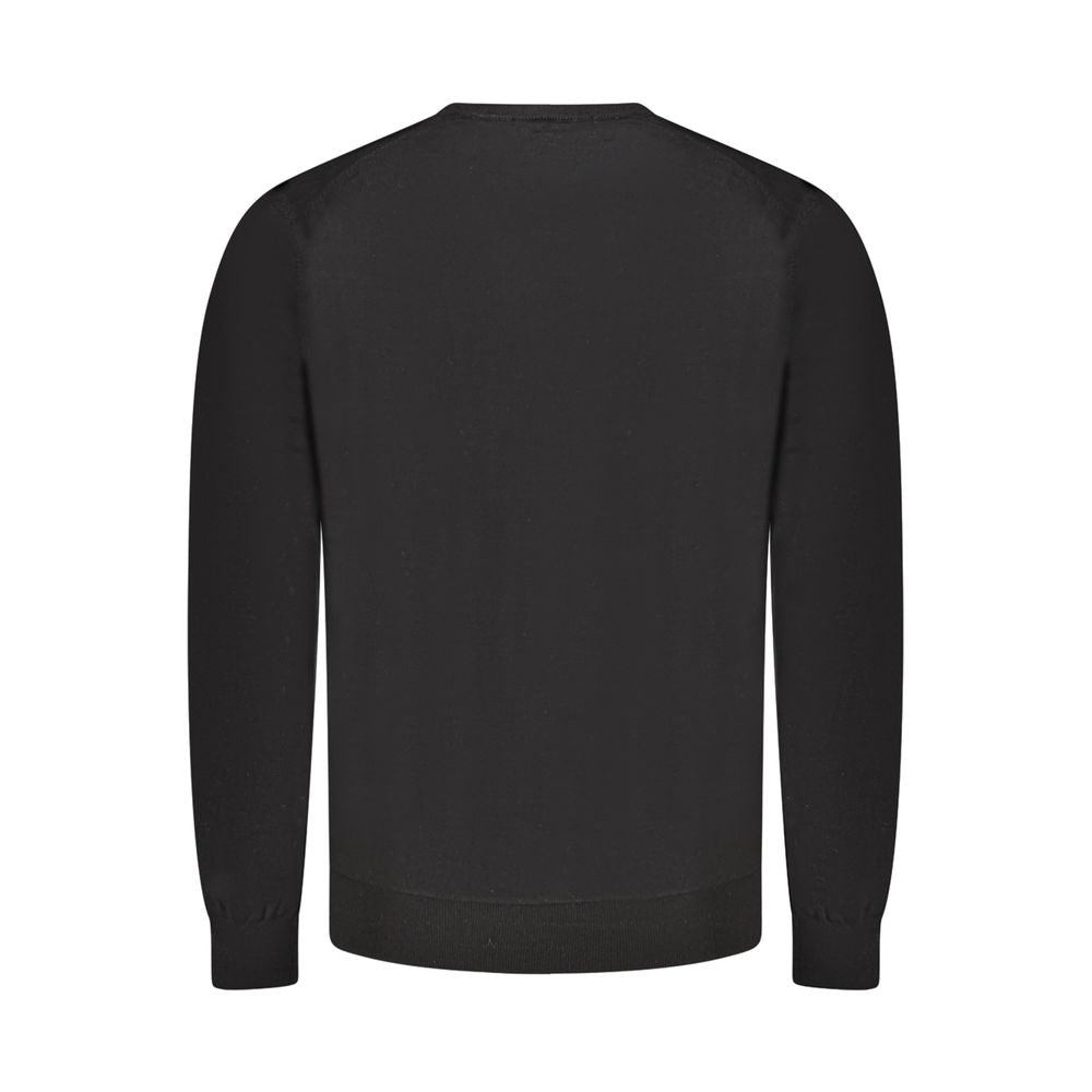Black wool men's sweater from Guess Jeans featuring a crew neckline and classic fit.