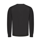 Black wool men's sweater from Guess Jeans featuring a crew neckline and classic fit.