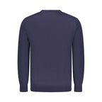 Blue Guess Jeans men's wool sweater with a crew neckline and ribbed cuffs, designed for a comfortable fit.