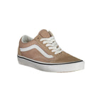 Vans beige polyester women's sneaker with white rubber sole and classic lace-up design, casual footwear for everyday wear.