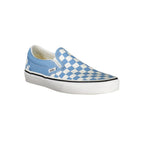 Vans Azzurro polyester women's sneaker with blue fabric and white rubber sole, casual athletic footwear.