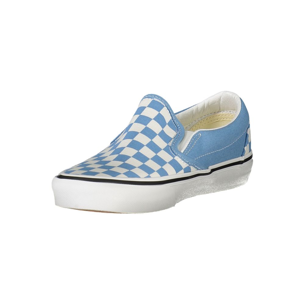 Vans Azzurro Polyester women's sneaker with blue and white design, featuring a classic skate shoe look and white rubber sole.