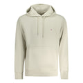 Beige Calvin Klein cotton men's hoodie with front pocket and hood, casual style, soft fabric, and minimalist design.