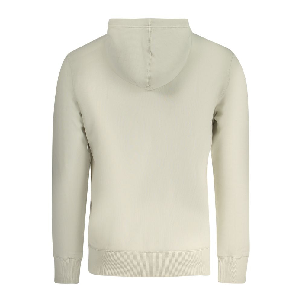 Beige cotton men's hoodie by Calvin Klein, featuring a relaxed fit and minimalist design, shown on a plain background.