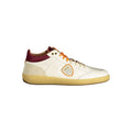 White leather men's sneaker by Blauer with sleek design and laces, featuring a comfortable rubber sole.
