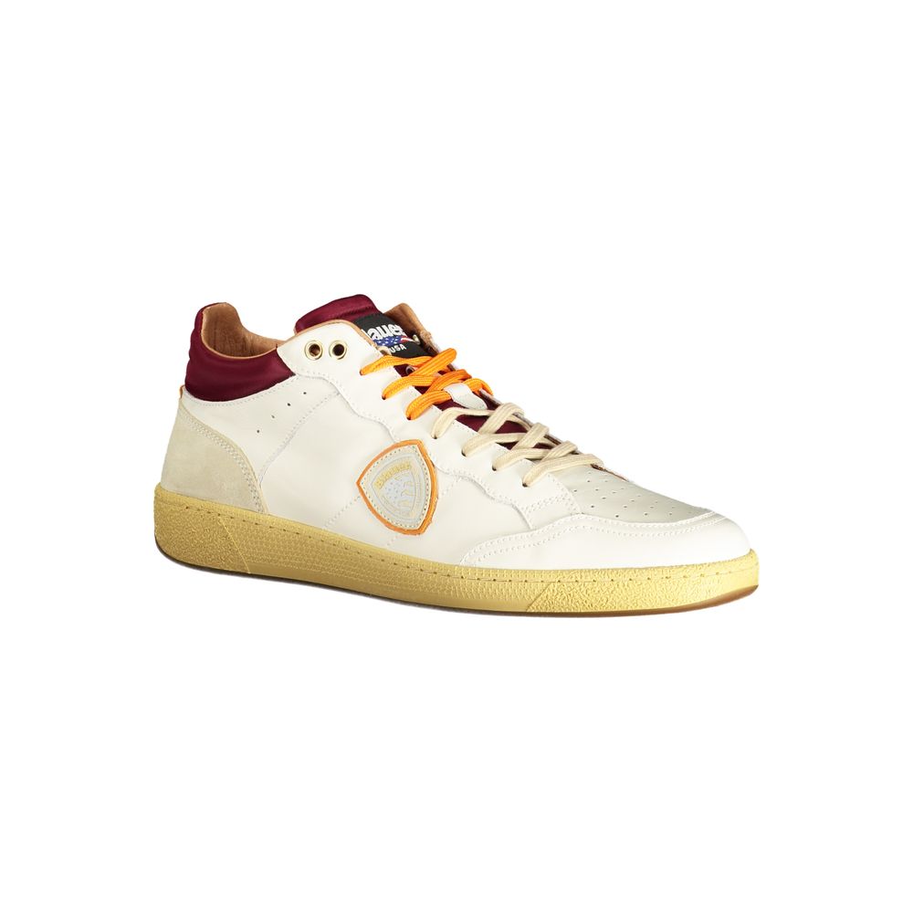 White leather men's sneaker by Blauer featuring a sleek design and comfortable fit, perfect for casual and everyday wear.