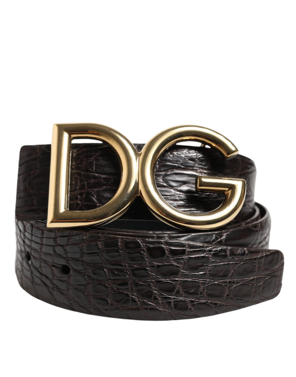 Dolce & Gabbana Black Exotic Leather DG Logo Buckle Belt - Eljoys Fashion 