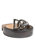 Dolce & Gabbana Metallic Leather Silver Tone Logo Buckle Belt - Eljoys Fashion 