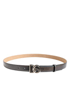 Dolce & Gabbana Metallic Leather Silver Tone Logo Buckle Belt - Eljoys Fashion 