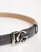 Dolce & Gabbana Metallic Leather Silver Tone Logo Buckle Belt - Eljoys Fashion 