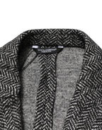 Dolce & Gabbana Dark Gray White Double Breasted Men Suit Blazer