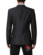 Dolce & Gabbana Dark Gray Bee Embroidery Wool Coat Blazer - Eljoys Fashion 