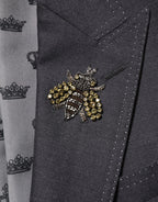 Dolce & Gabbana Dark Gray Bee Embroidery Wool Coat Blazer - Eljoys Fashion 