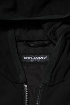 Dolce & Gabbana Black Sleeveless Hooded Logo Plaque Jacket - Eljoys Fashion 