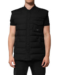 Dolce & Gabbana Black Sleeveless Parka Logo Plaque Jacket - Eljoys Fashion 