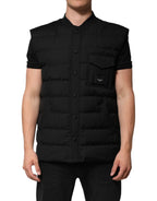 Dolce & Gabbana Black Sleeveless Parka Logo Plaque Jacket - Eljoys Fashion 