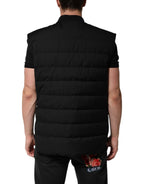 Dolce & Gabbana Black Sleeveless Parka Logo Plaque Jacket - Eljoys Fashion 