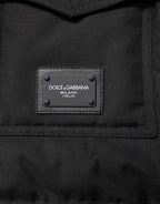 Dolce & Gabbana Black Sleeveless Parka Logo Plaque Jacket - Eljoys Fashion 