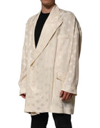 Dolce & Gabbana Beige Polyester Logo Monogram Coat Jacket - Eljoys Fashion 